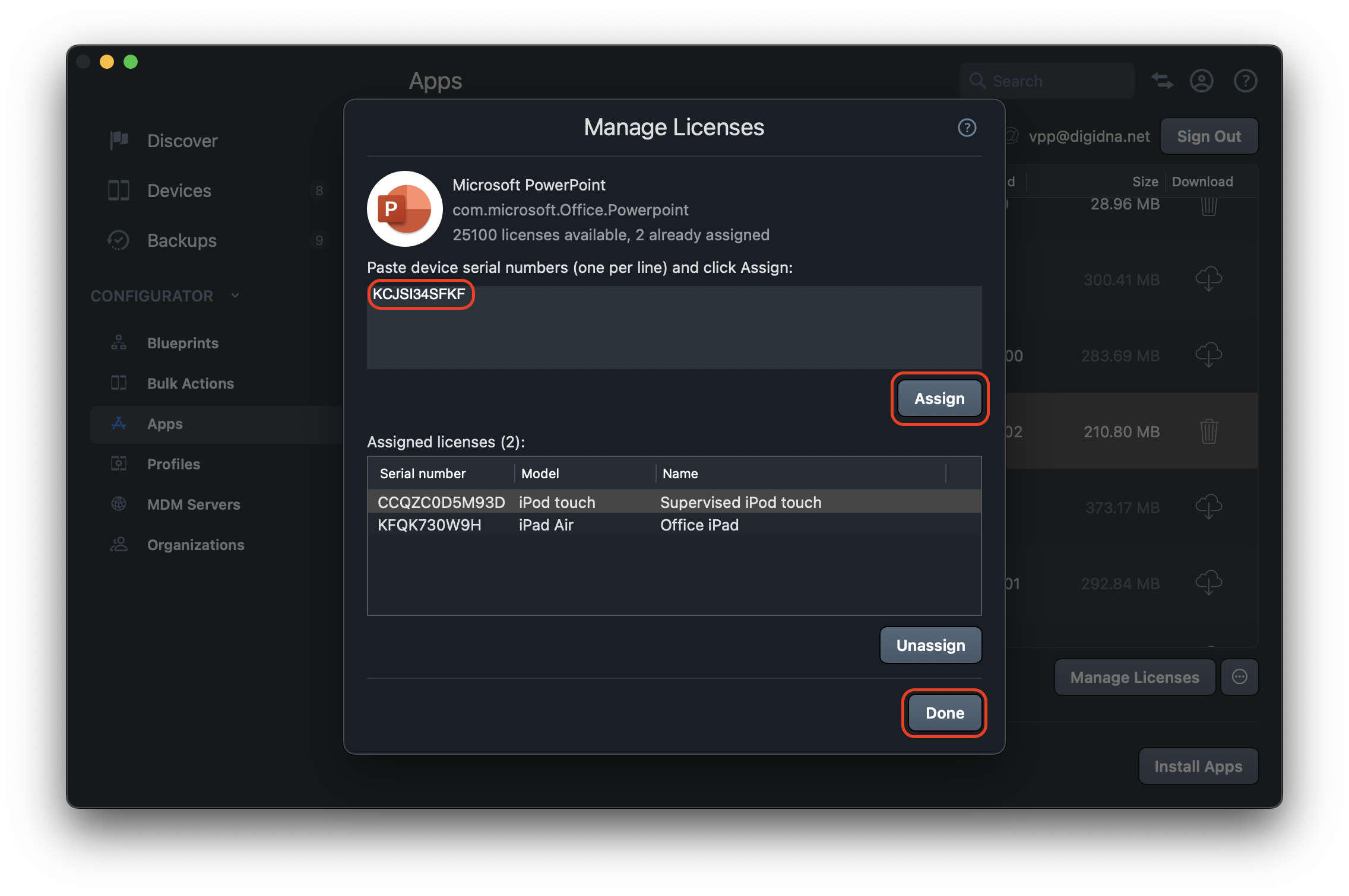 iMazing Configurator Manage Licenses