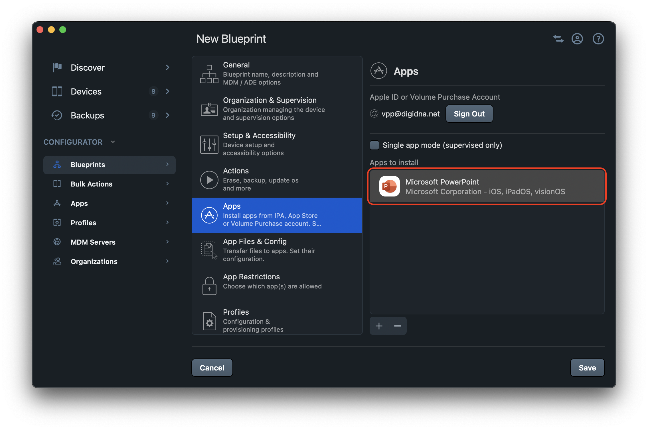 iMazing Configurator Save App