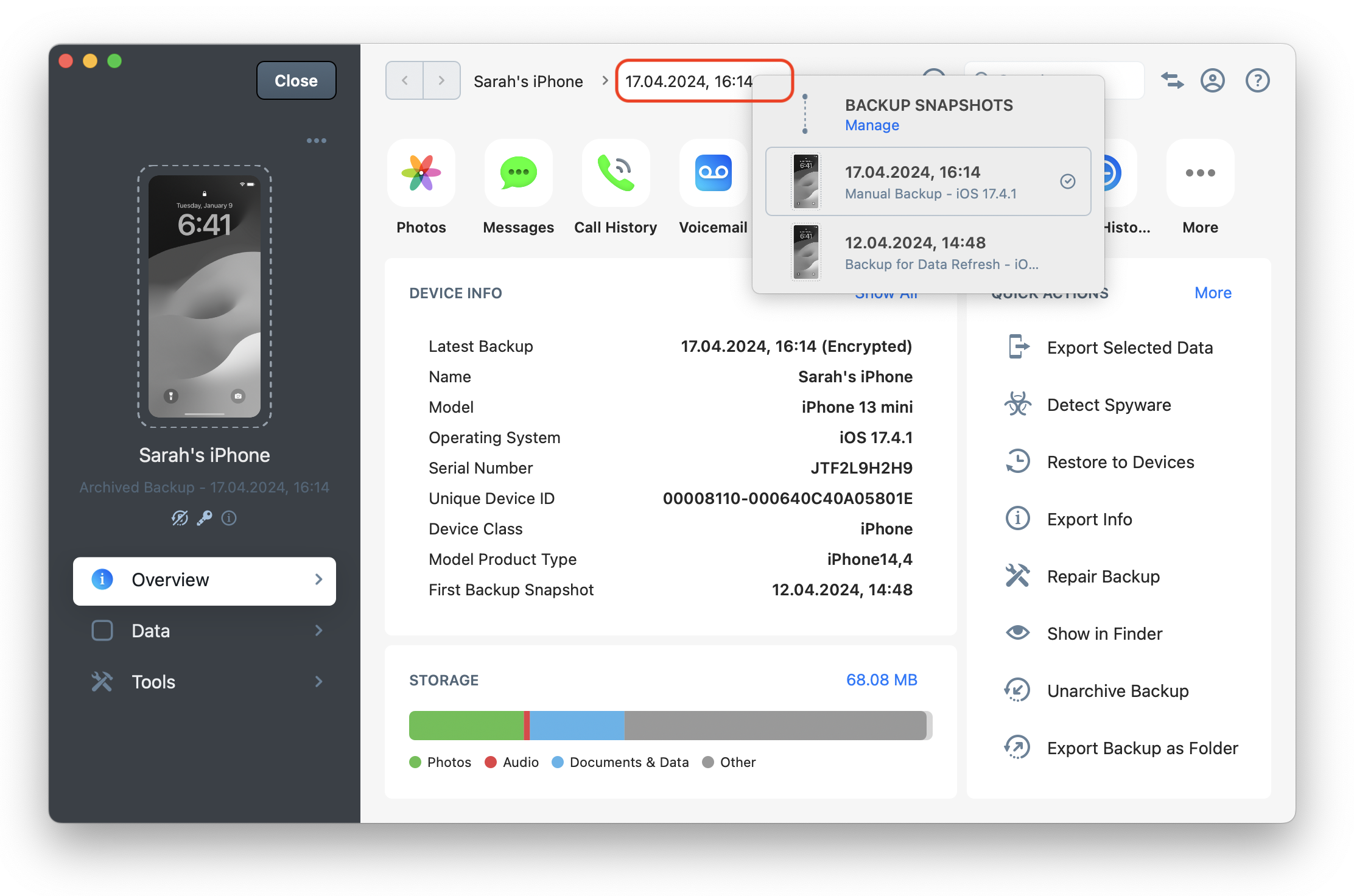 iMazing 3 Backup Snapshots