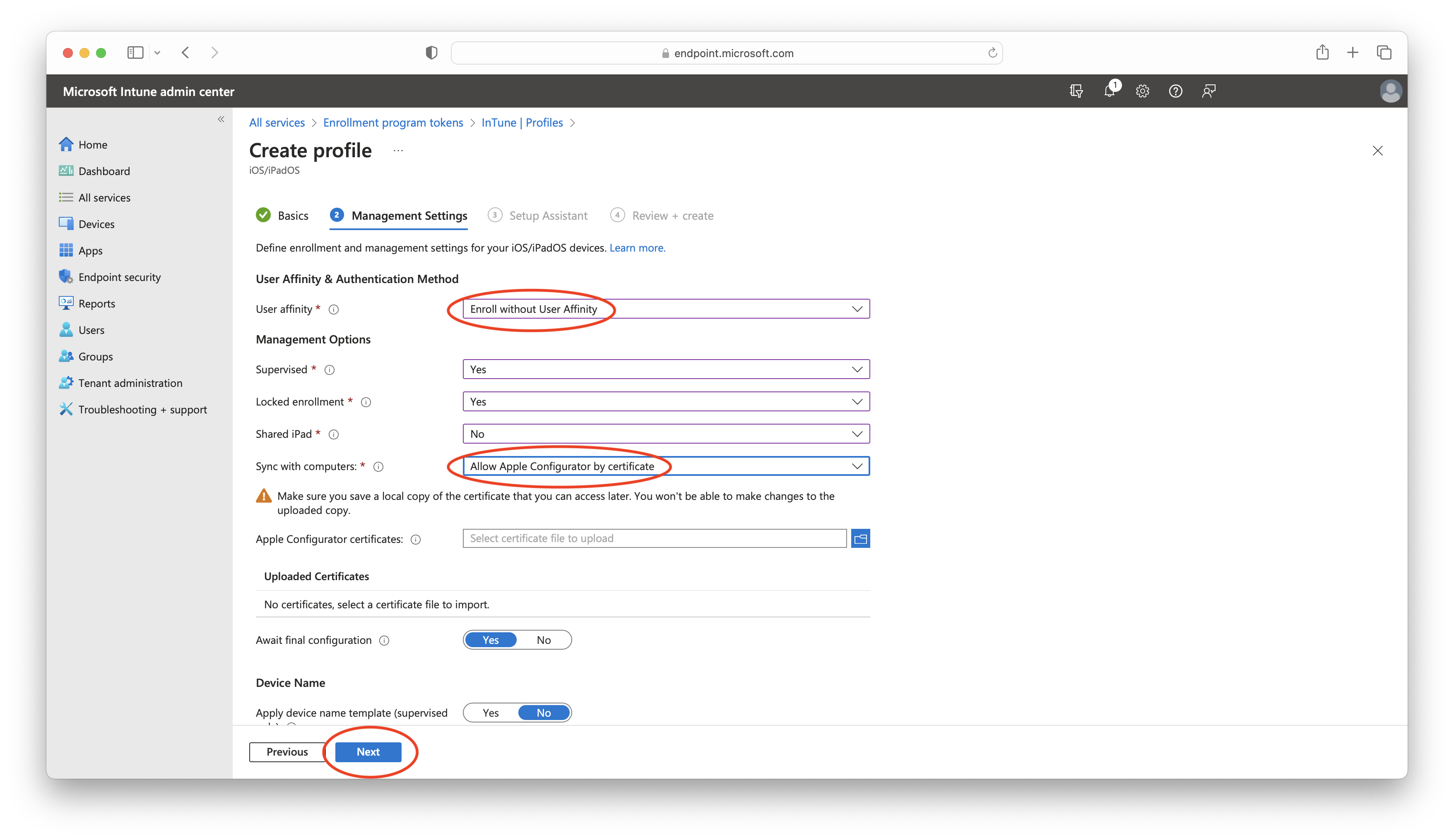 Intune Options
