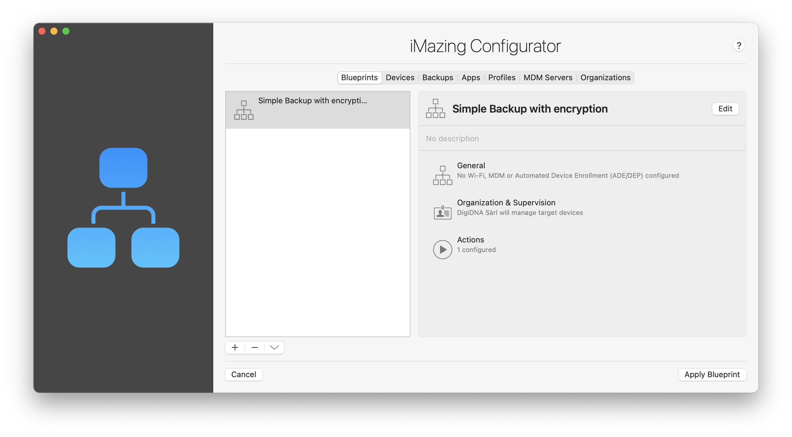 iMazing Configurator Library View, Blueprints Tab