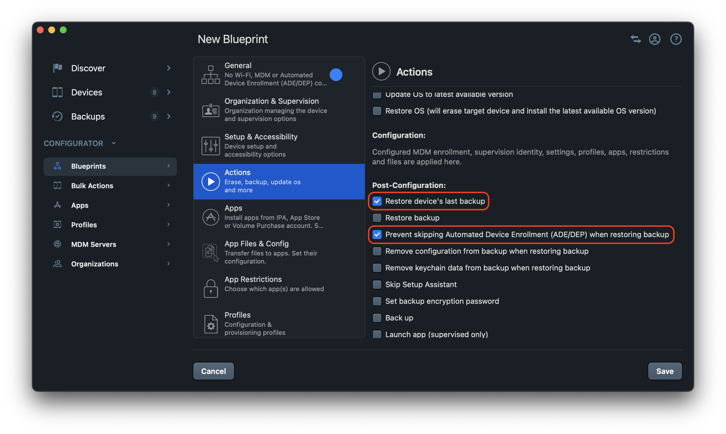 Backup options