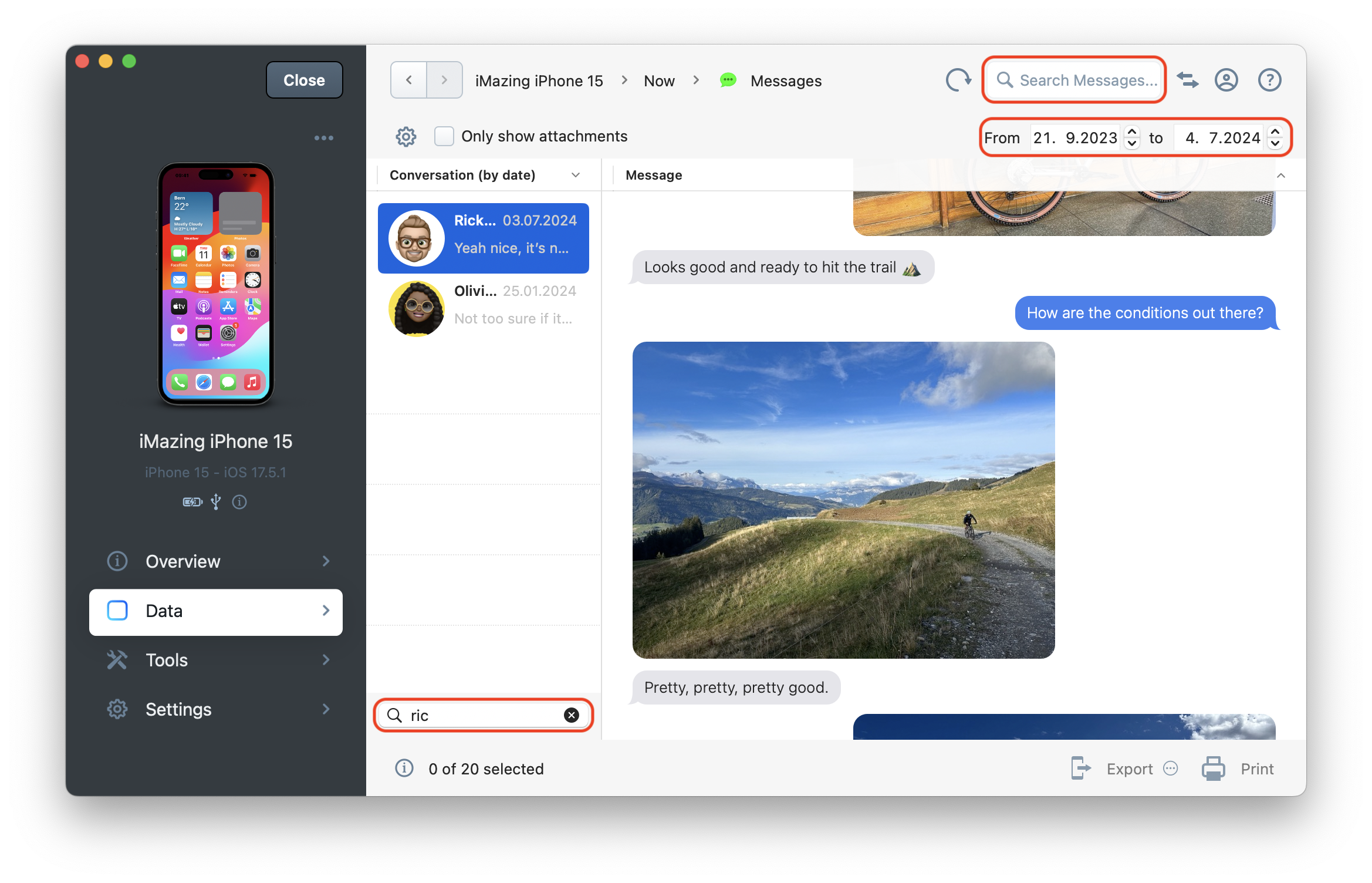 iMazing WhatsApp view