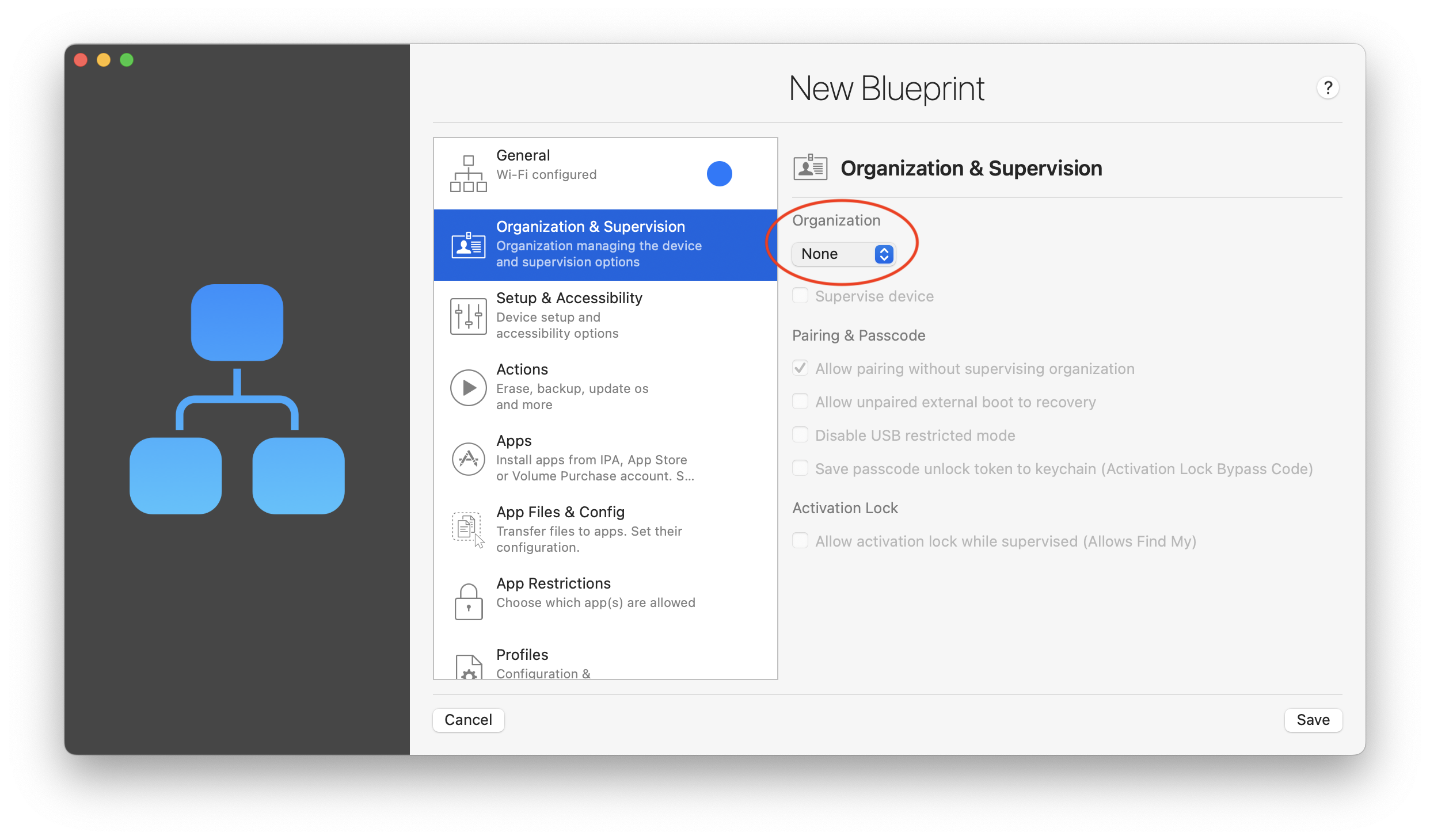 Select an organization