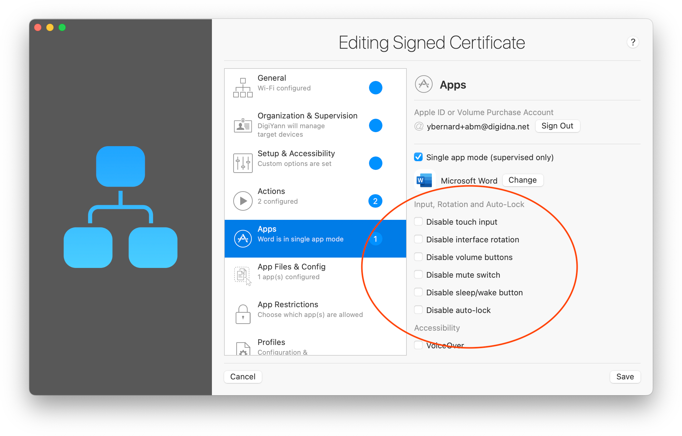 Single App Mode more options